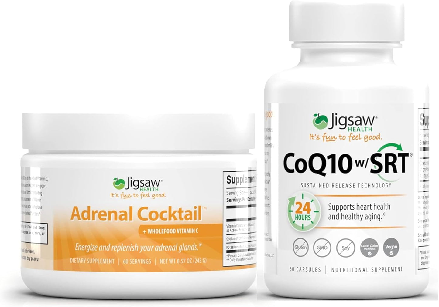 Adrenal Cocktail CoQ10-SRT Bundle with 60 Servings by Jigsaw Health