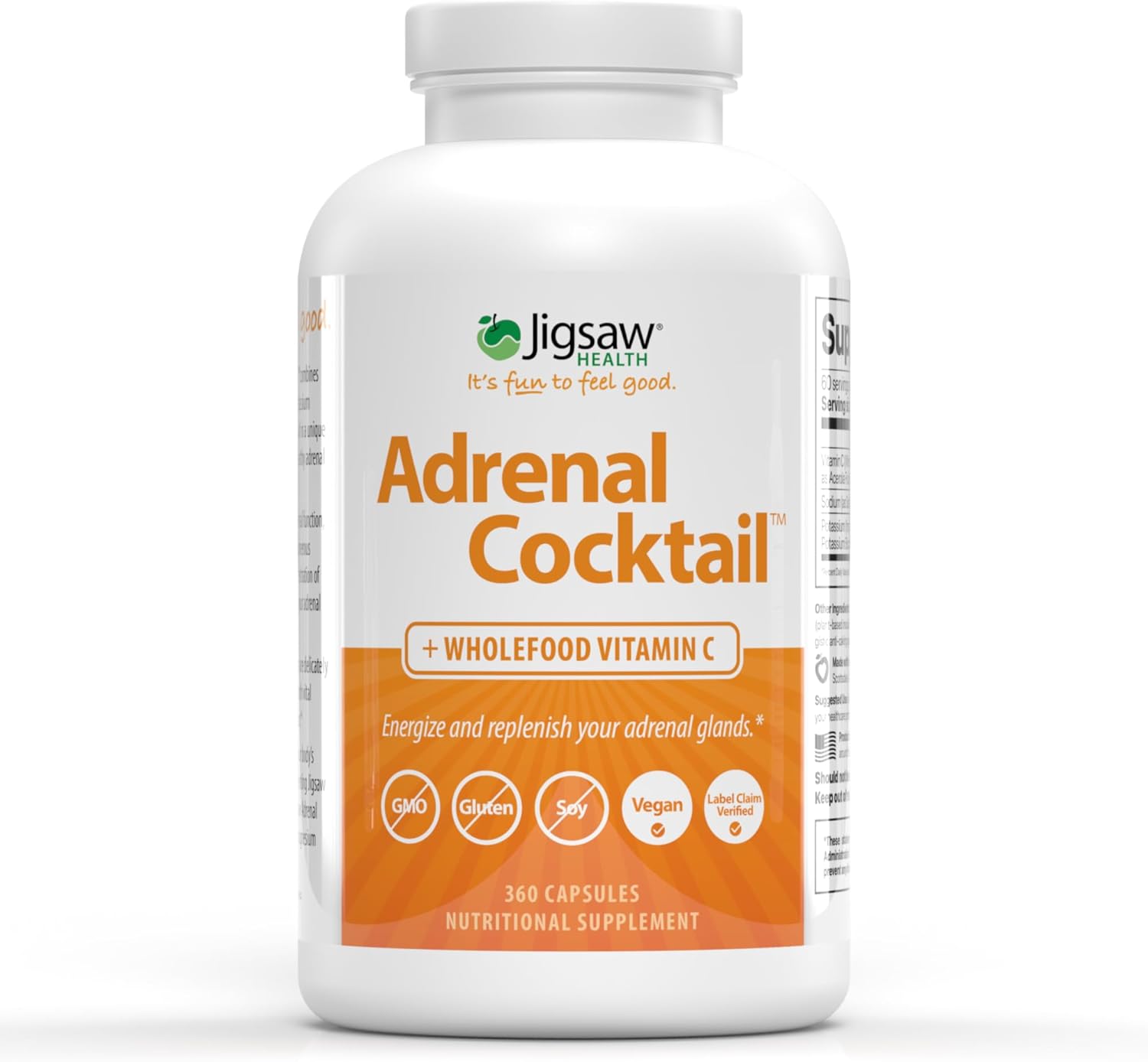 Adrenal Cocktail + Wholefood Vitamin C Capsules | Potassium Bicarbonate, Sea Salt, Acerola Cherry Extract | 360 ct | 60 Servings - BoostGo Australia