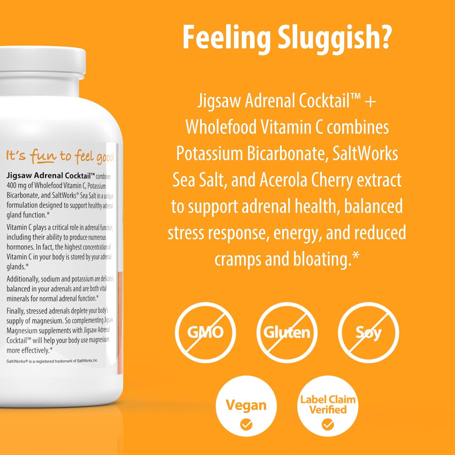 Adrenal Cocktail + Wholefood Vitamin C Capsules | Potassium Bicarbonate, Sea Salt, Acerola Cherry Extract | 360 ct | 60 Servings - BoostGo Australia