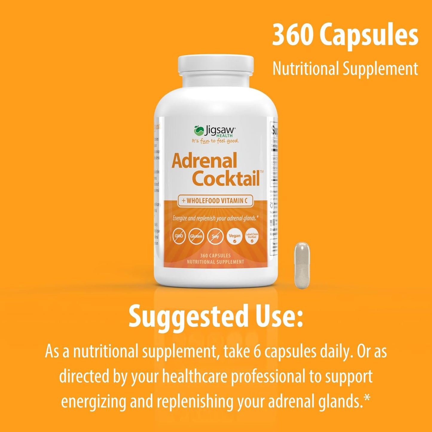 Adrenal Cocktail + Wholefood Vitamin C Capsules | Potassium Bicarbonate, Sea Salt, Acerola Cherry Extract | 360 ct | 60 Servings - BoostGo Australia