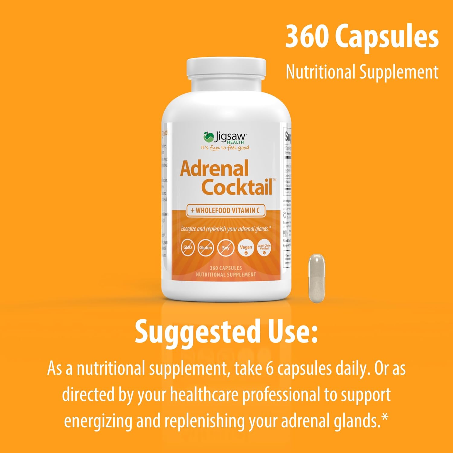 Adrenal Cocktail + Wholefood Vitamin C Capsules | Potassium Bicarbonate, Sea Salt, Acerola Cherry Extract | 360 ct | 60 Servings - BoostGo Australia