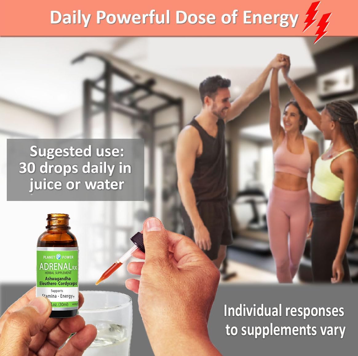 Adrenal Daily Liquid Drops with Adaptogenic Herbs for Wellness & Energy