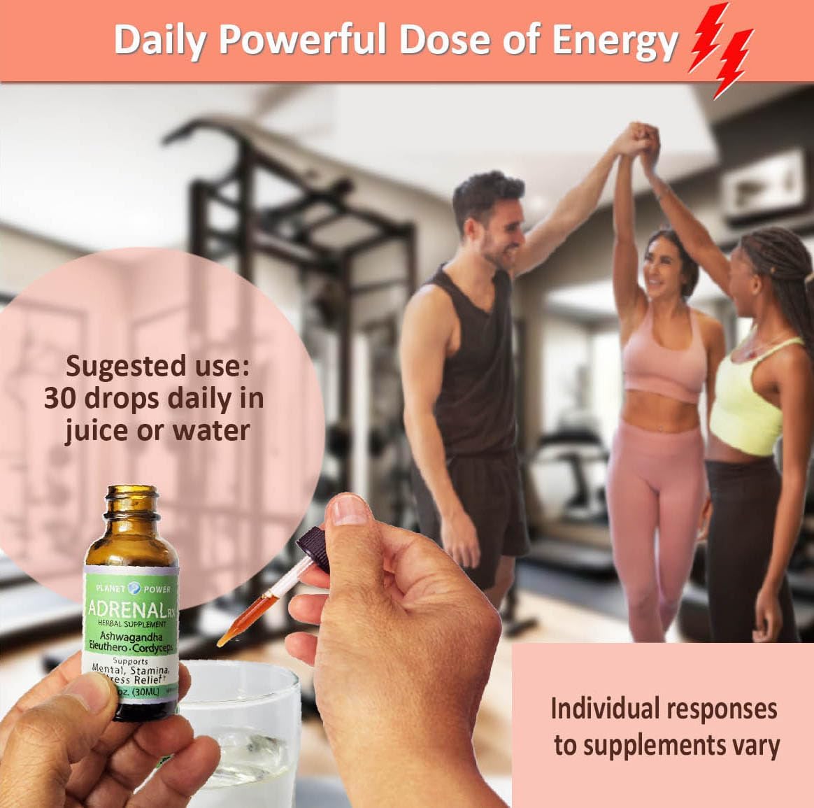 Adrenal Daily Liquid Drops with Adaptogenic Herbs for Wellness & Energy
