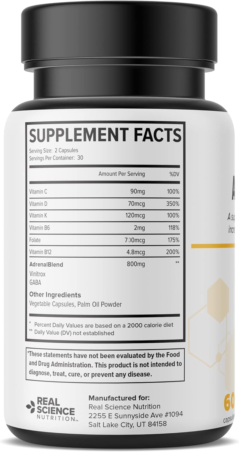 Adrenal Fatigue Miracle Supplement for Healthy Adrenal Gland Function, Stress Relief, and Energy Boost by Real Science Nutrition