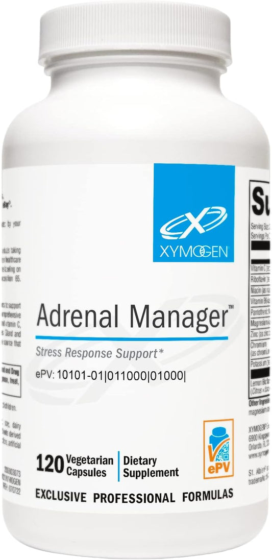 Adrenal Manager Supplement - Energy & Stress Support with L-Tyrosine, Zinc, VIT B6 - 120 Capsules