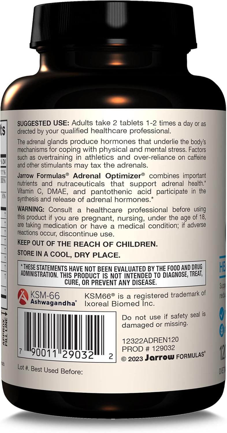 Adrenal Optimizer® Supplement with Ashwagandha, Chamomile & Schizandra Extract - 120 Vegan Tablets for Stress Relief - 60 Day Supply - BoostGo Australia