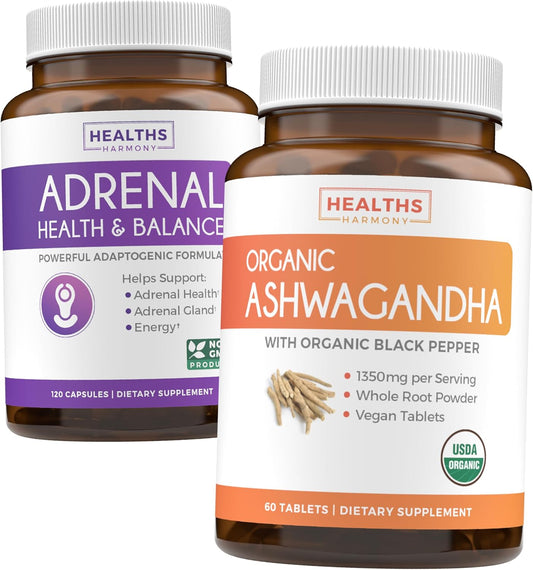 Adrenal Support & Ashwagandha Bundle - L-Tyrosine & Organic Ashwagandha (1-Month Supply)