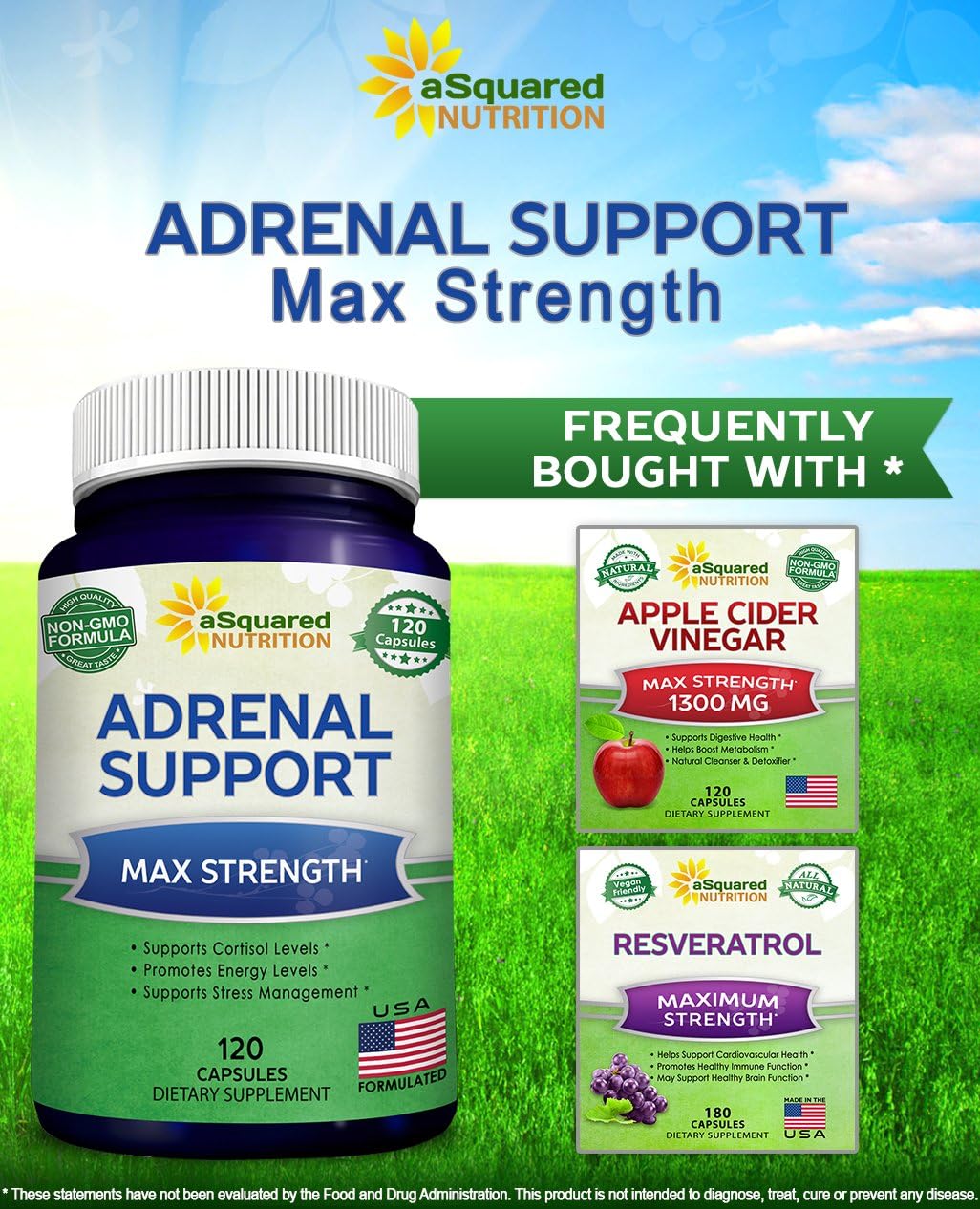 Adrenal Support & Cortisol Manager Supplement - 120 Capsules for Fatigue & Stress Relief with Vitamin C Complex - Ashwagandha, L-Tyrosine, Rhodiola & Ginseng for Adrenal Health
