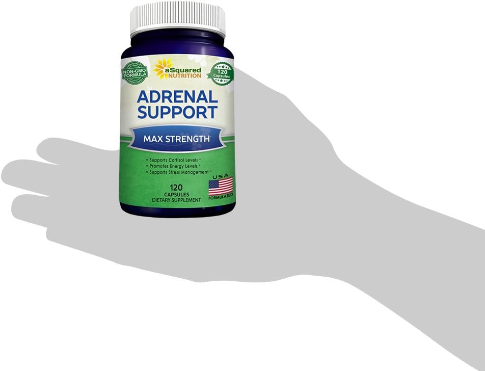 Adrenal Support & Cortisol Manager Supplement - 120 Capsules for Fatigue & Stress Relief with Vitamin C Complex - Ashwagandha, L-Tyrosine, Rhodiola & Ginseng for Adrenal Health