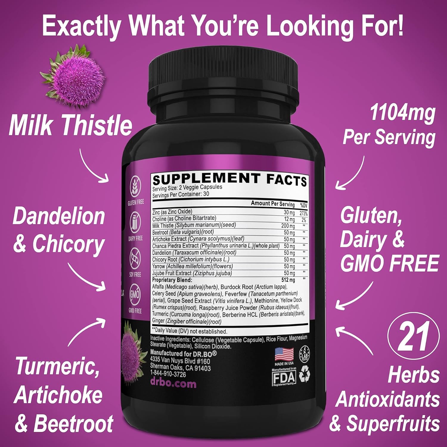 Adrenal Support & Liver Cleanse Detox Supplement - Natural Formula for Cortisol Health and Gallbladder Care - Milk Thistle Dandelion Capsules