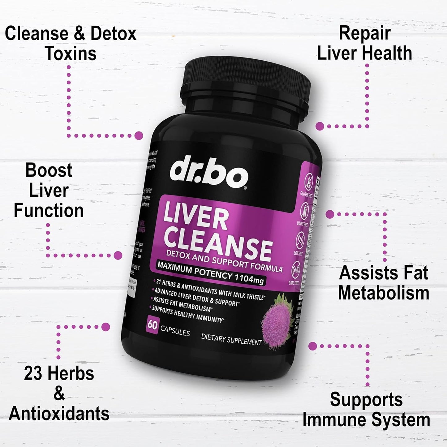 Adrenal Support & Liver Cleanse Detox Supplement - Natural Formula for Cortisol Health and Gallbladder Care - Milk Thistle Dandelion Capsules
