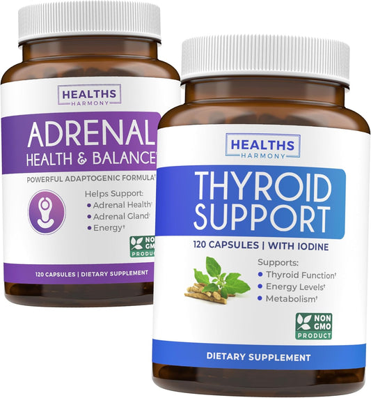 Adrenal & Thyroid Support Supplement with L-Tyrosine, Iodine, Ashwagandha, Zinc, Vitamin B12 - Endocrine Harmony (2-Month Supply)