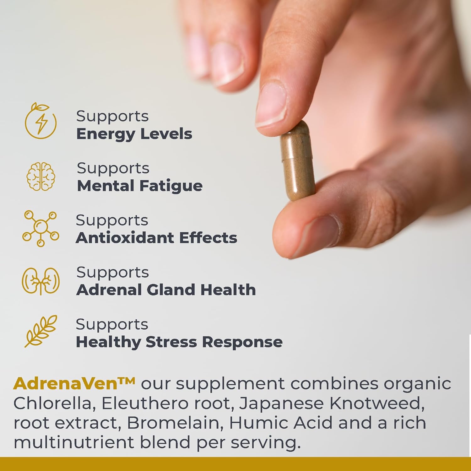 AdrenaVen - Organic Adrenal Health Supplement for Stress Support - 60 Capsules