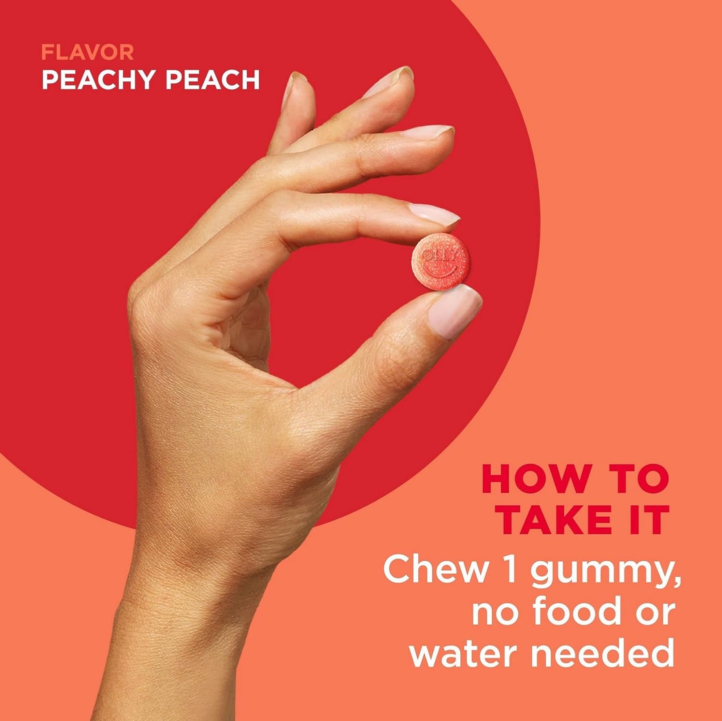 Adult Chewable Probiotic + Prebiotic Gummy with 500 Million CFUs, Fiber, Peach Flavor - Digestive and Gut Health Support - Case Pack