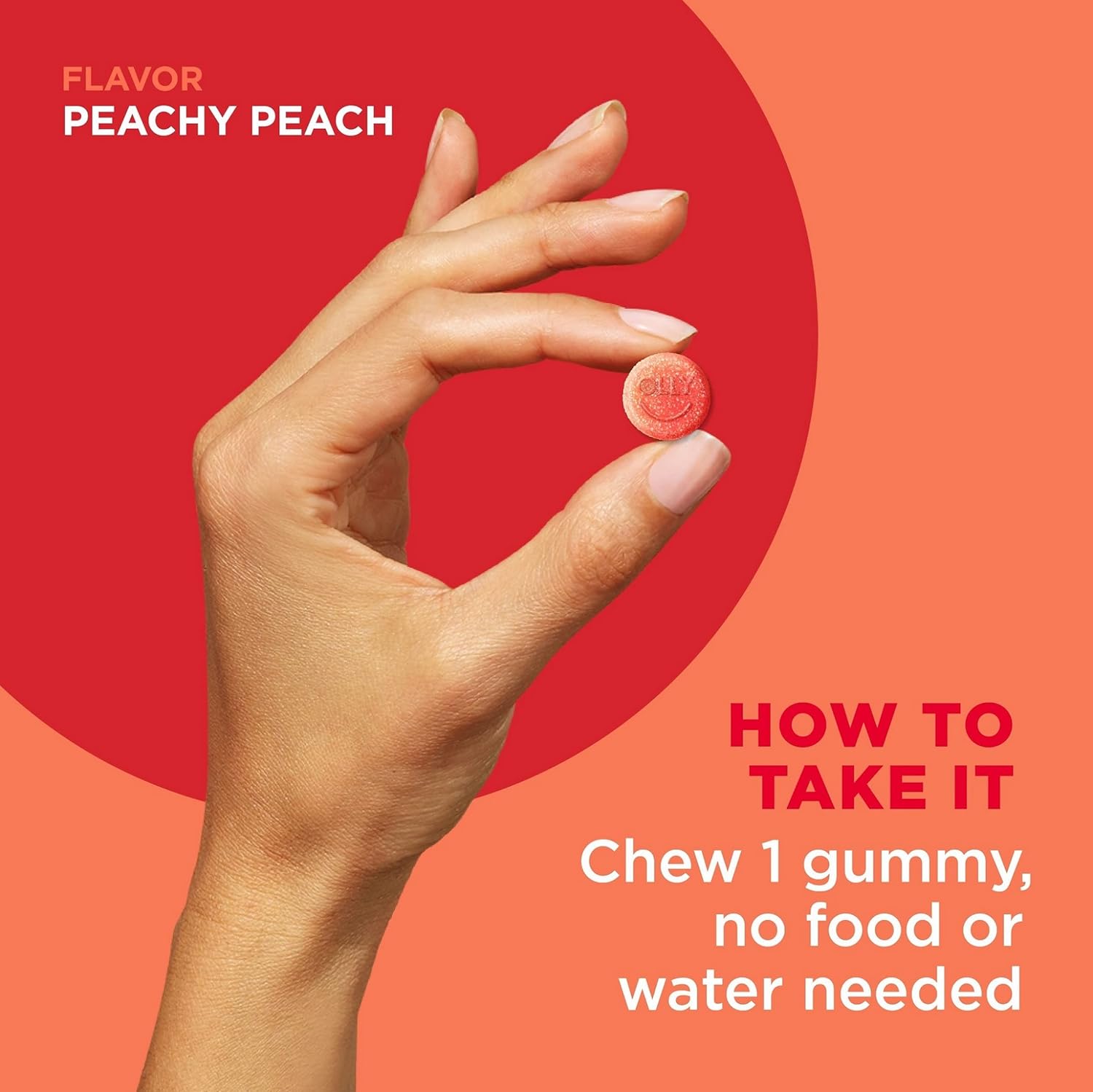 Adult Chewable Probiotic + Prebiotic Gummy with 500 Million CFUs, Fiber, Peach Flavor - Digestive and Gut Health Support - Case Pack