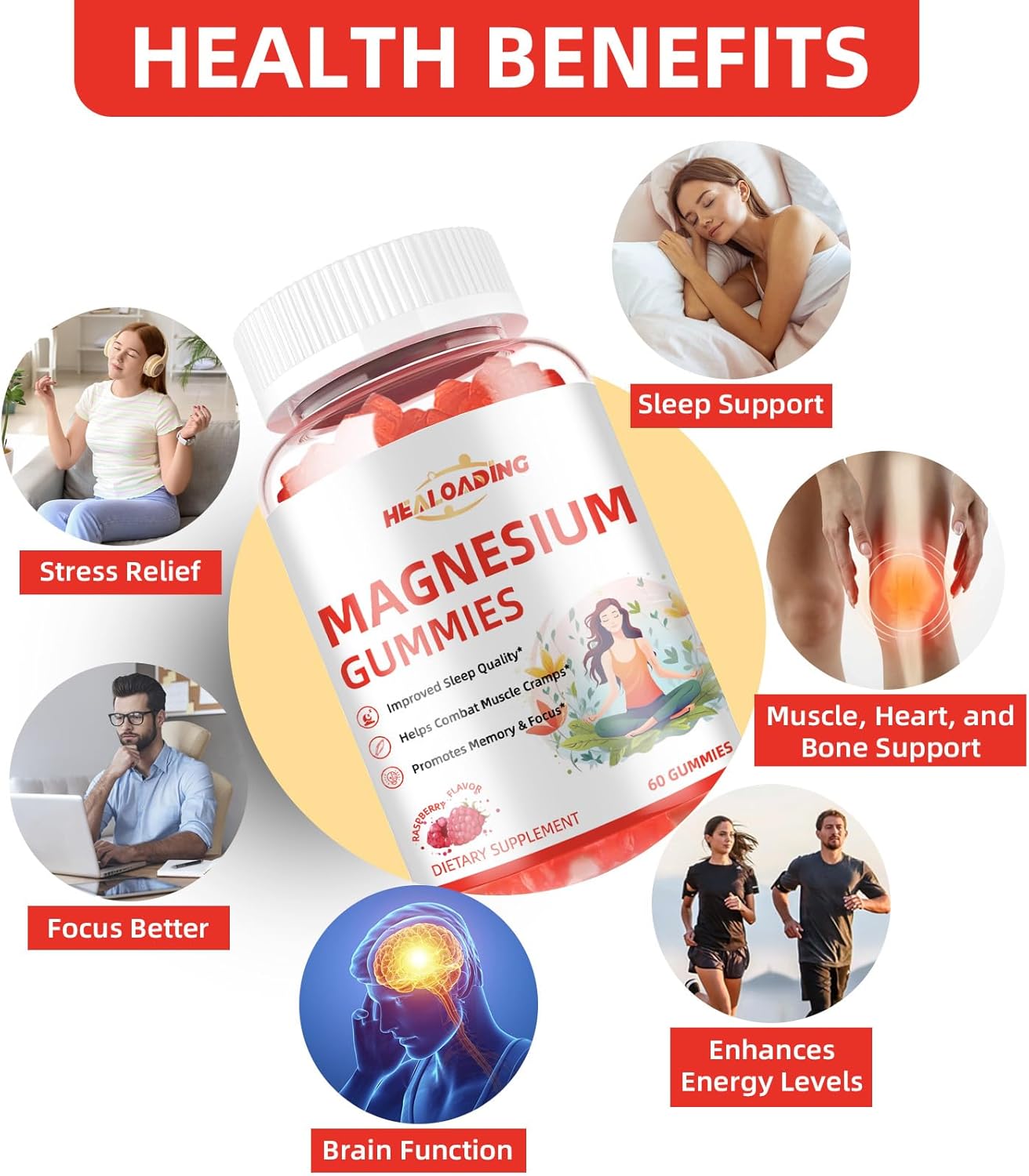 Adults Sleep Support: Magnesium Glycinate Gummies with Vitamin D3, B6, CoQ10 - Promotes Nerve Health, Better Sleep, Muscle Cramp Relief