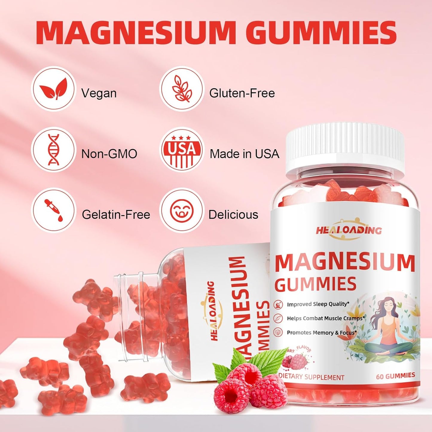 Adults Sleep Support: Magnesium Glycinate Gummies with Vitamin D3, B6, CoQ10 - Promotes Nerve Health, Better Sleep, Muscle Cramp Relief