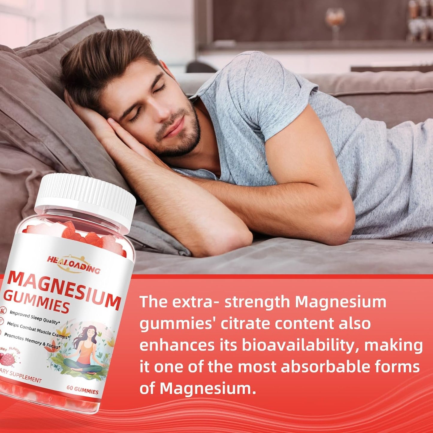 Adults Sleep Support: Magnesium Glycinate Gummies with Vitamin D3, B6, CoQ10 - Promotes Nerve Health, Better Sleep, Muscle Cramp Relief