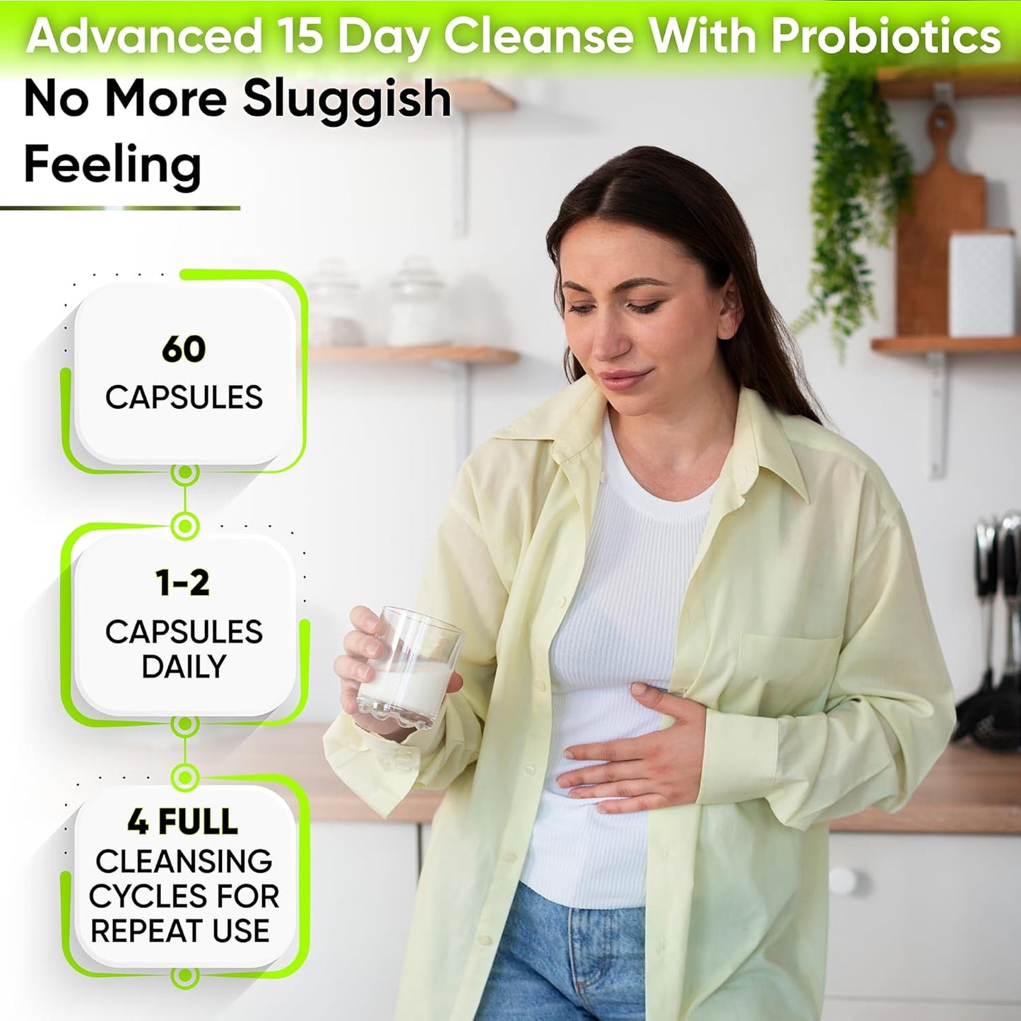 Advanced 15-Day Gut Cleanse Detox with Probiotics for Women and Men by NutraPro