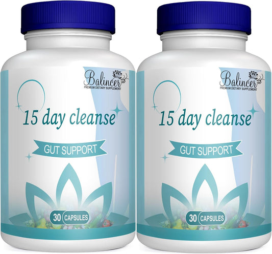 Advanced 15 Day Gut Cleanse Detox with Senna & Psyllium Husk - Non-GMO 30 Capsules for Men & Women