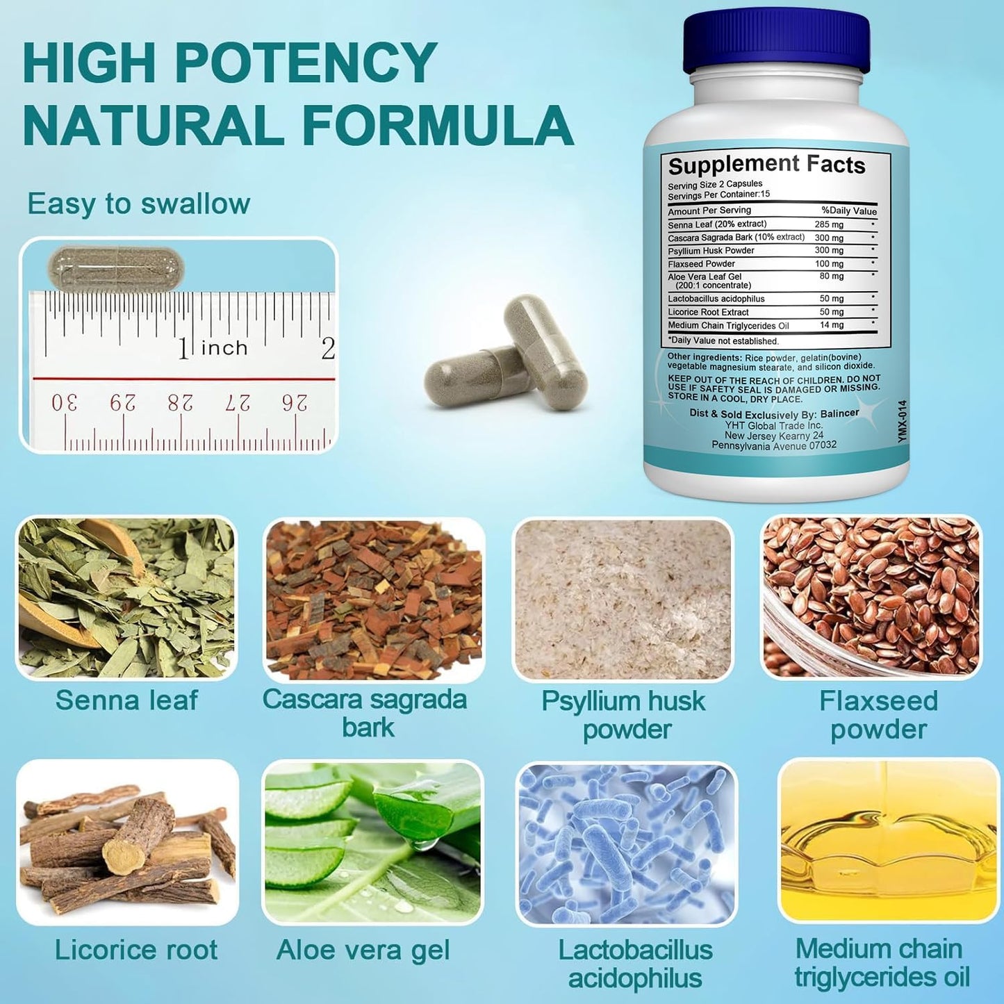 Advanced 15 Day Gut Cleanse Detox with Senna & Psyllium Husk - Non-GMO 30 Capsules for Men & Women