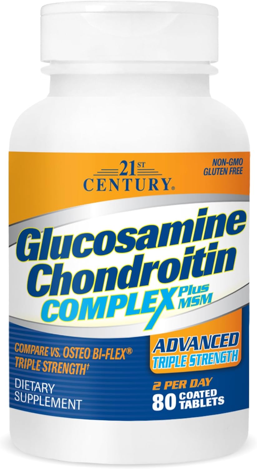 Advanced 3X Glucosamine and Chondroitin Tablets for Joint Health, 80 Count