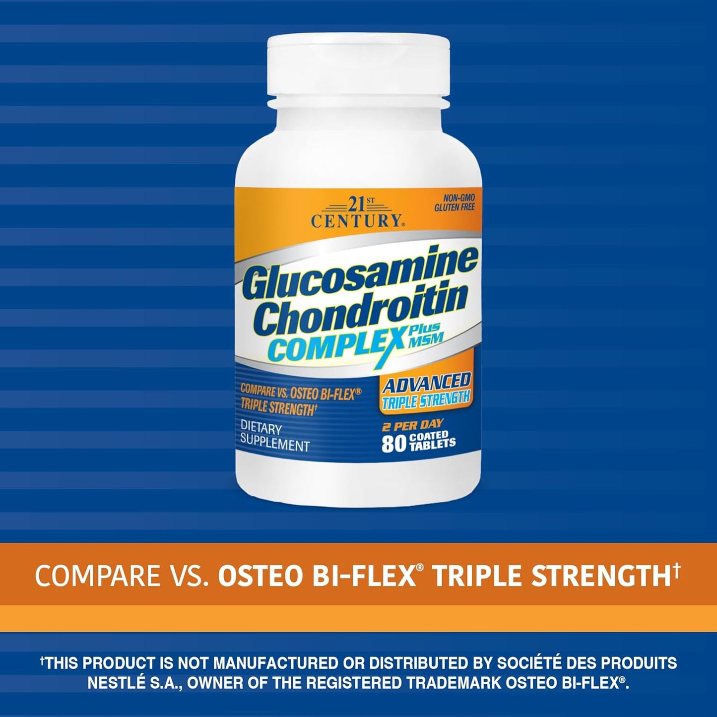 Advanced 3X Glucosamine and Chondroitin Tablets for Joint Health, 80 Count