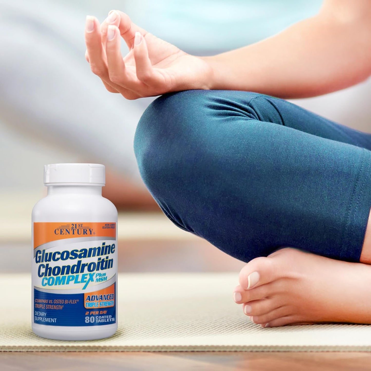 Advanced 3X Glucosamine and Chondroitin Tablets for Joint Health, 80 Count