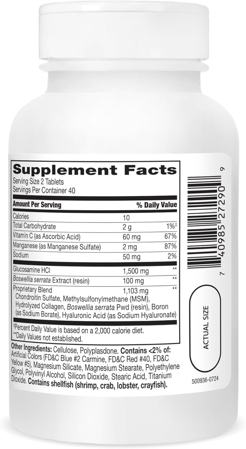 Advanced 3X Glucosamine and Chondroitin Tablets for Joint Health, 80 Count