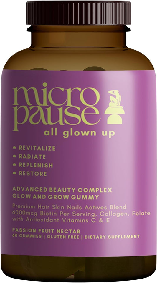 Advanced Beauty Complex Glow and Grow Gummies with Biotin, Collagen, and Antioxidant Vitamins for Hair, Skin, and Nails