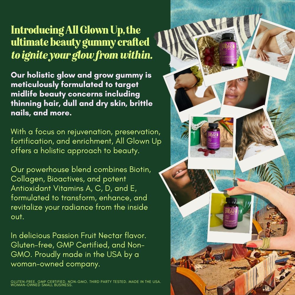 Advanced Beauty Complex Glow and Grow Gummies with Biotin, Collagen, and Antioxidant Vitamins for Hair, Skin, and Nails