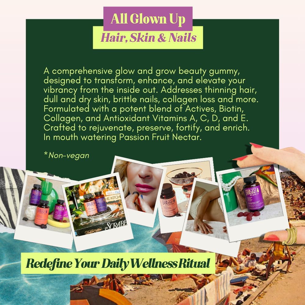 Advanced Beauty Complex Glow and Grow Gummies with Biotin, Collagen, and Antioxidant Vitamins for Hair, Skin, and Nails