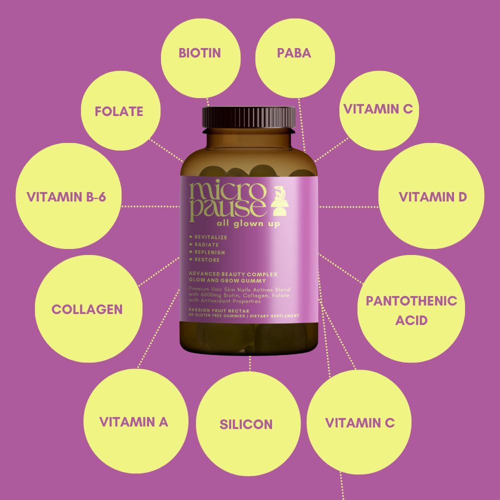 Advanced Beauty Complex Glow and Grow Gummies with Biotin, Collagen, and Antioxidant Vitamins for Hair, Skin, and Nails