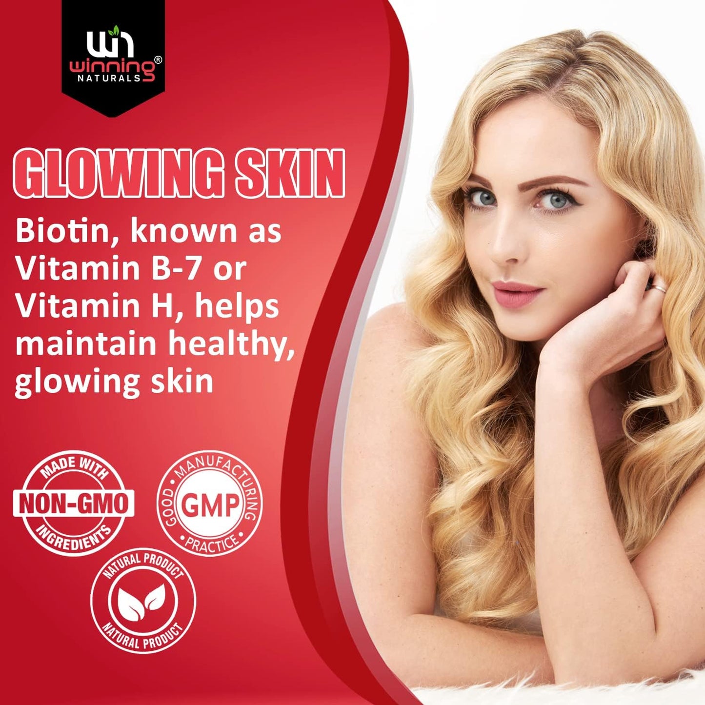 Advanced Biotin Gummies with Natural Strawberry Flavor for Hair, Skin, and Nails Support by WINNING NATURALS