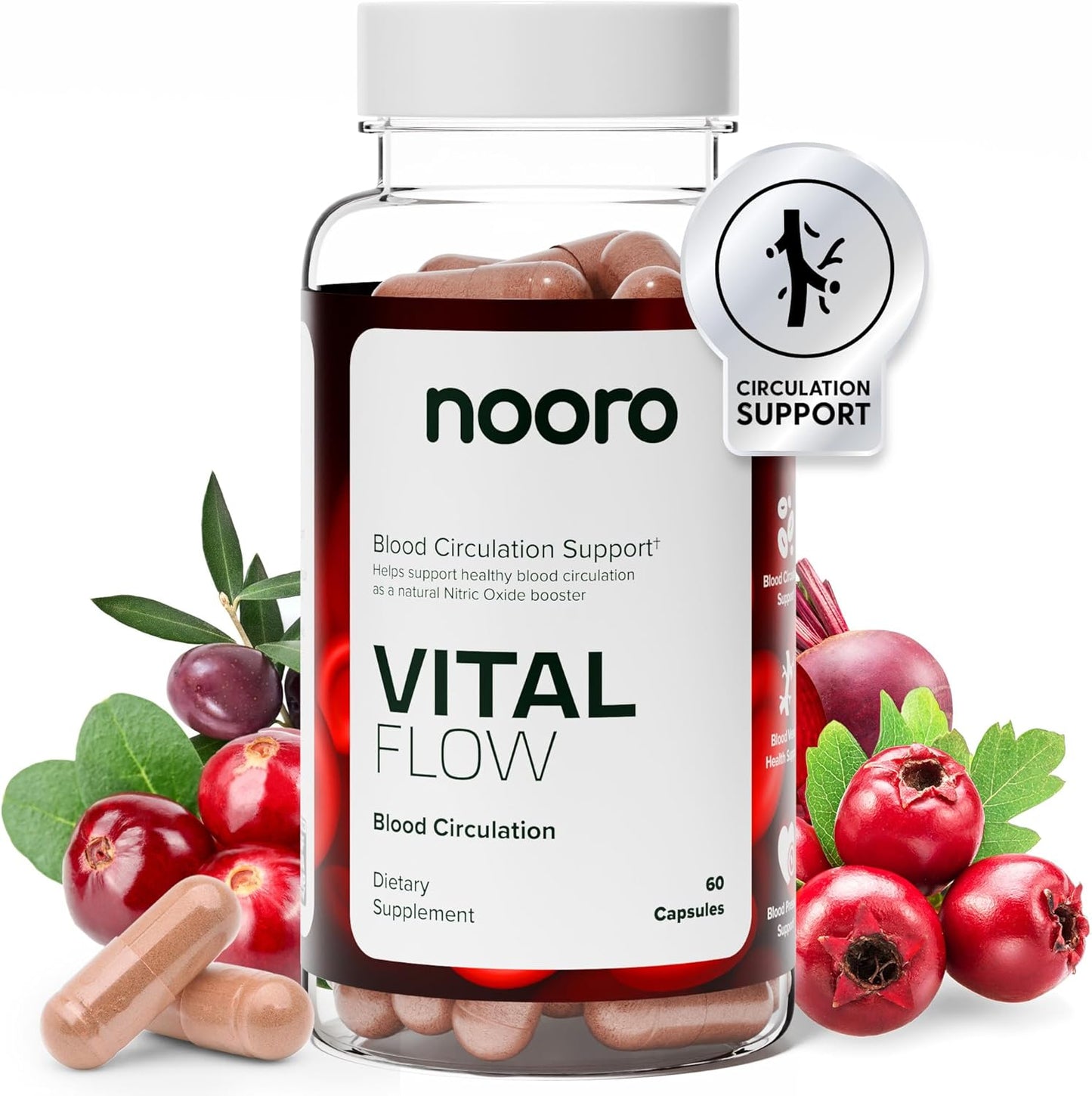 Advanced Blood Circulation Supplement with Nitric Oxide Boost - 60 Capsules, Non-GMO & Gluten Free