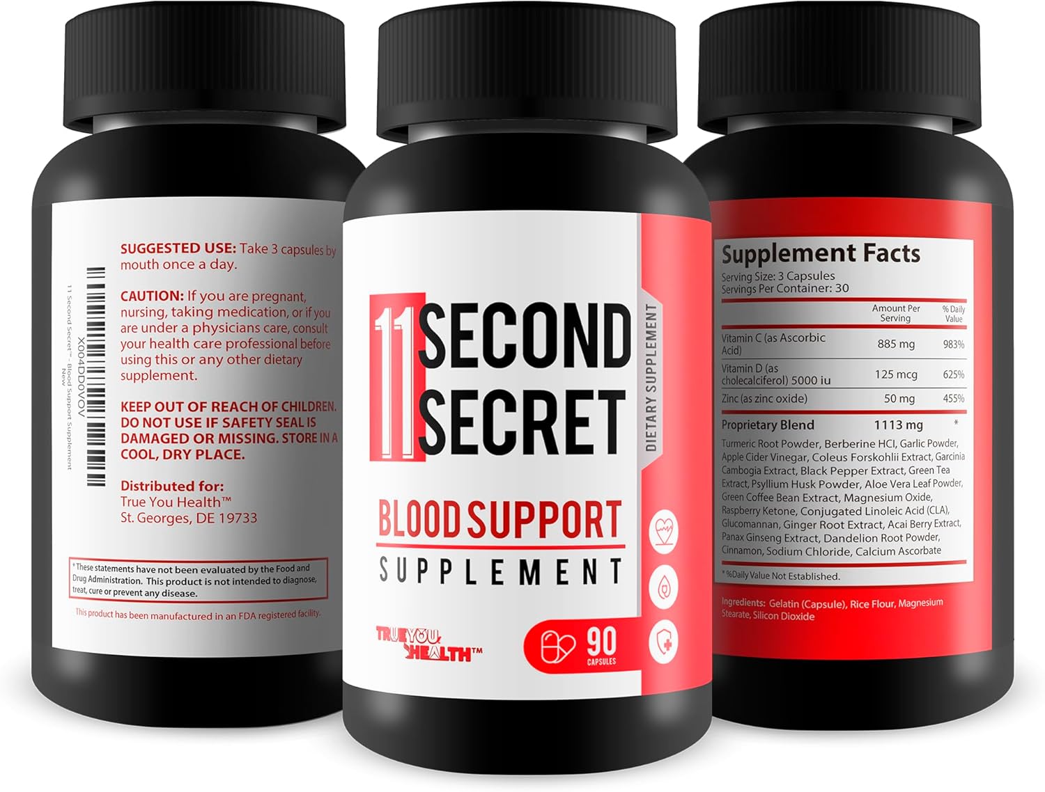 Advanced Blood Sugar Support Supplement with Turmeric & Berberine - True You Health's 11 Second Secret Formula for Glucose Control - Best Gluco Support Solution for Optimal Blood Health
