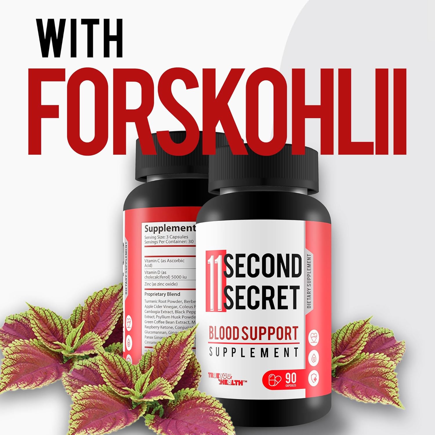 Advanced Blood Sugar Support Supplement with Turmeric & Berberine - True You Health's 11 Second Secret Formula for Glucose Control - Best Gluco Support Solution for Optimal Blood Health