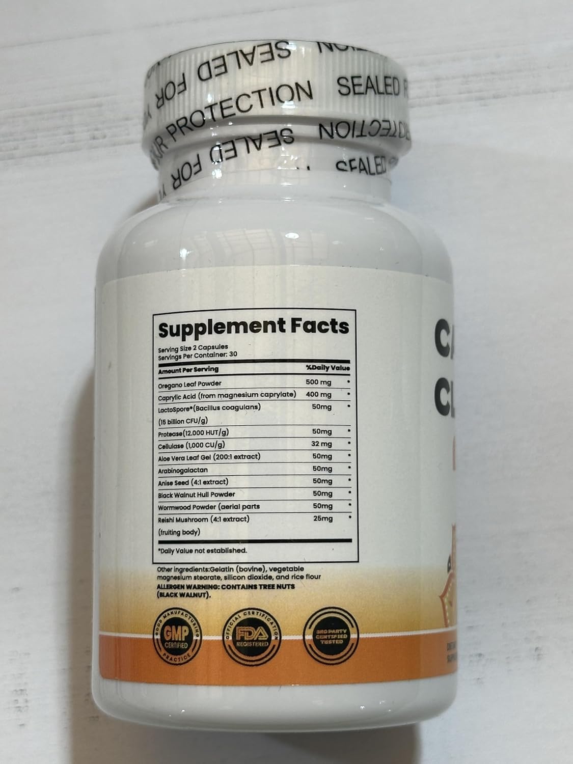 Advanced Candida Cleanse Formula for Gut and Colon Support - Oregano Leaf, Wormwood, Black Walnut, Caprylic Acid - OCQOPM