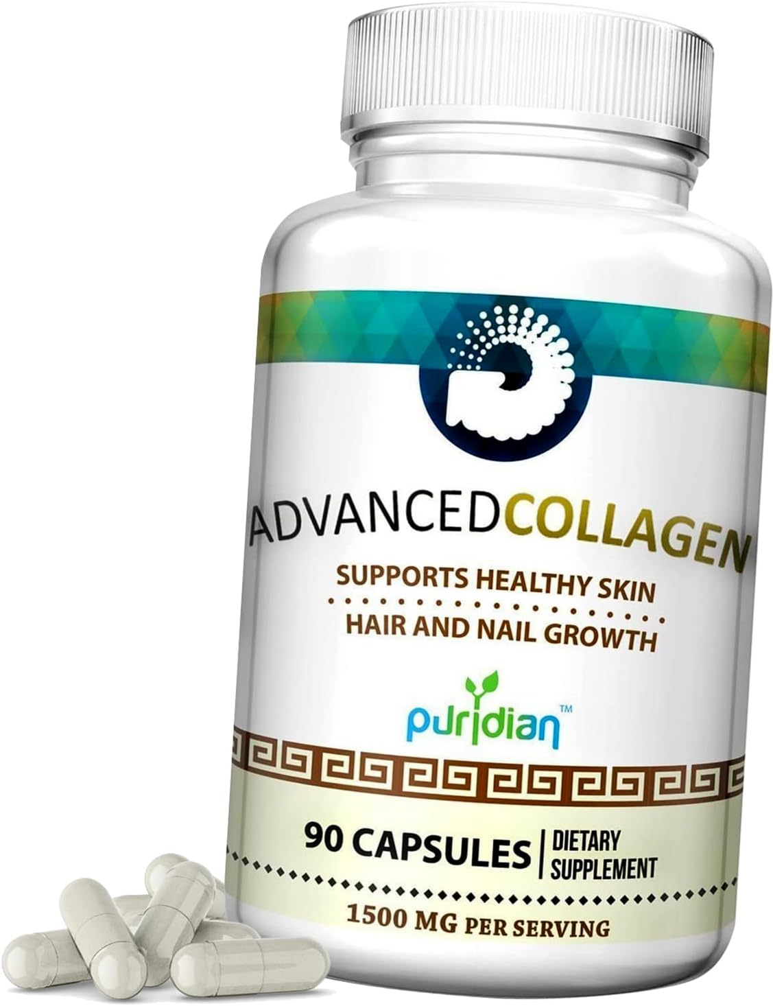 Advanced Collagen+ for Women - 90 Capsules of 1500mg Pure & Natural Hydrolyzed Collagen for Healthy Skin, Hair, and Nails