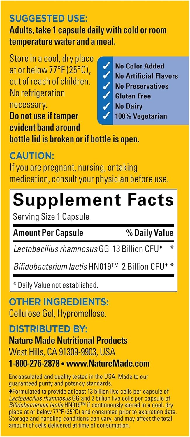 Advanced Dual Action Probiotics for Men and Women, 30 Capsules, 30-Day Supply by Nature Made