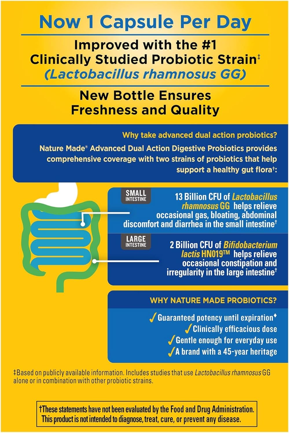 Advanced Dual Action Probiotics for Men and Women, 30 Capsules, 30-Day Supply by Nature Made