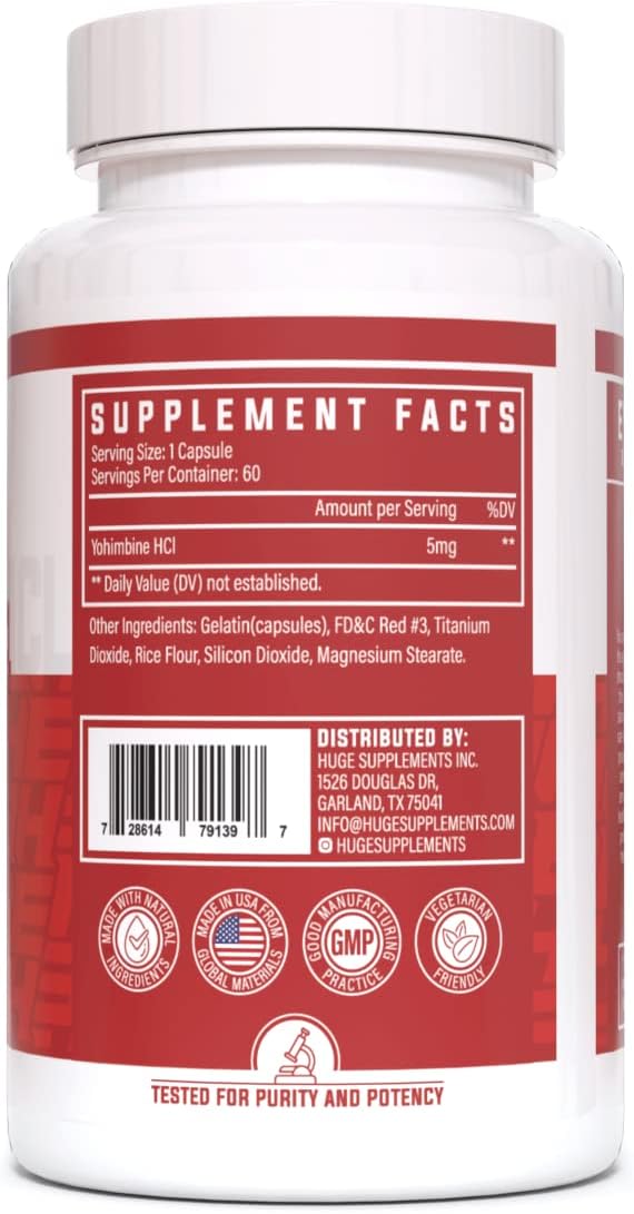 Advanced Energy & Performance Formula with Yohimbine HCl for Body Recomposition - 5mg per Serving (60 Capsules)