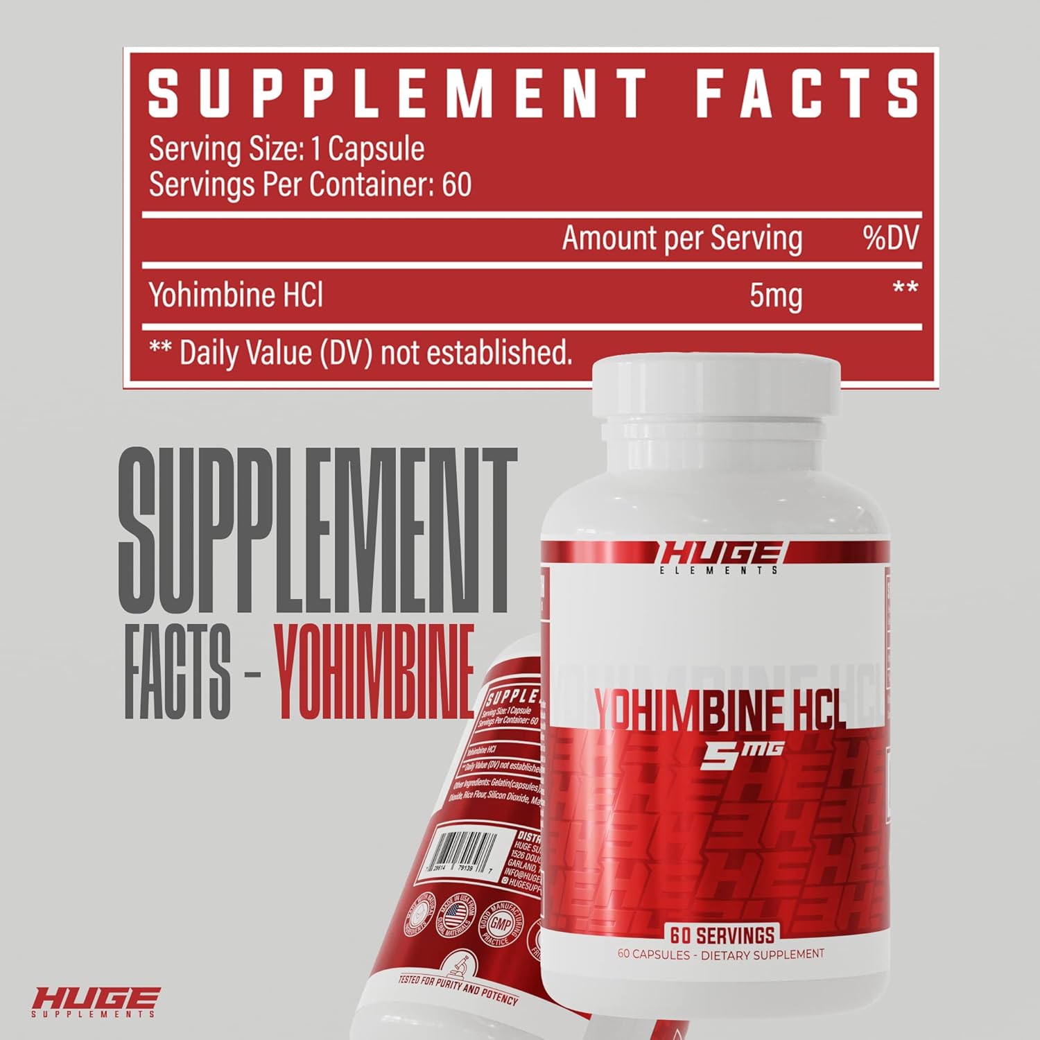 Advanced Energy & Performance Formula with Yohimbine HCl for Body Recomposition - 5mg per Serving (60 Capsules)