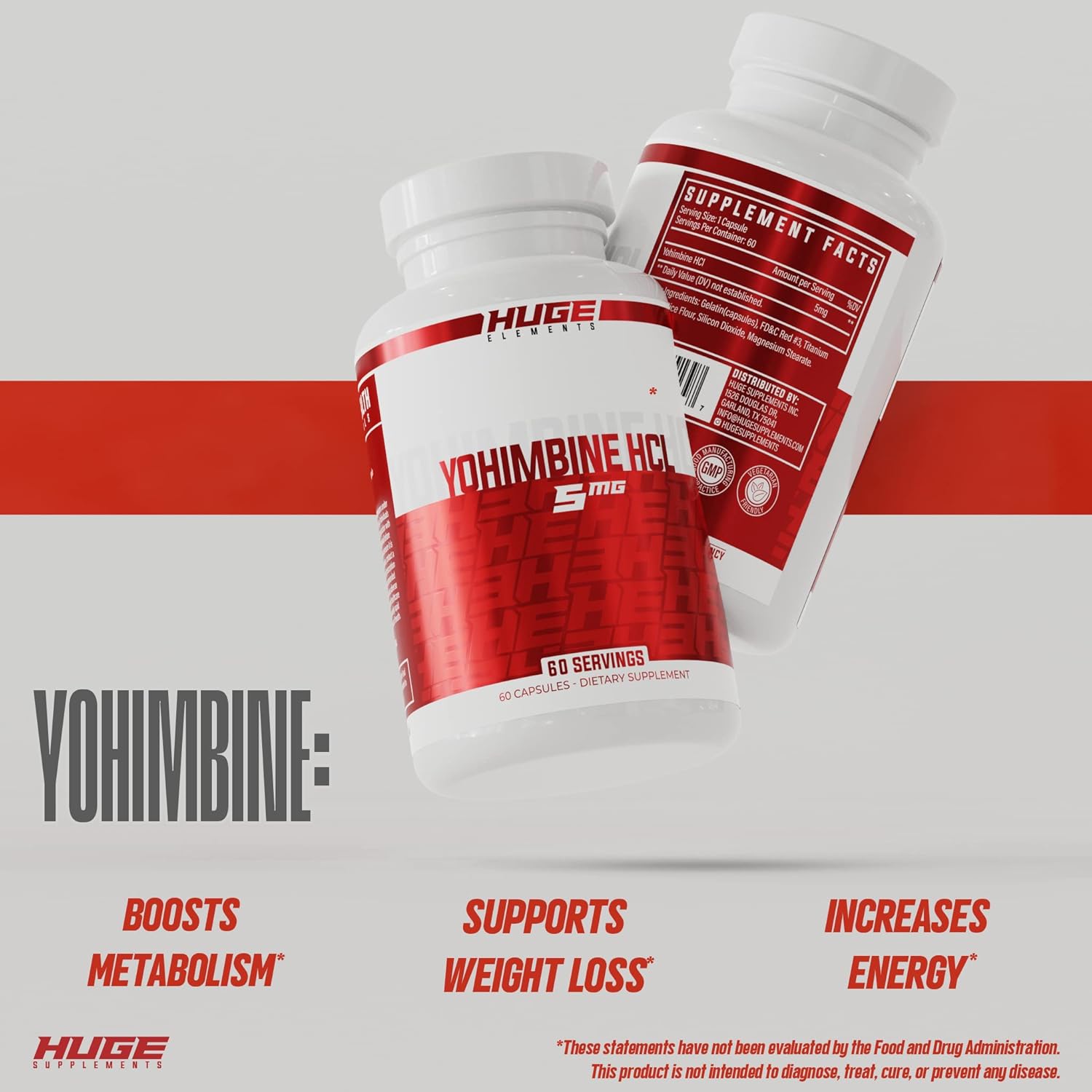 Advanced Energy & Performance Formula with Yohimbine HCl for Body Recomposition - 5mg per Serving (60 Capsules)