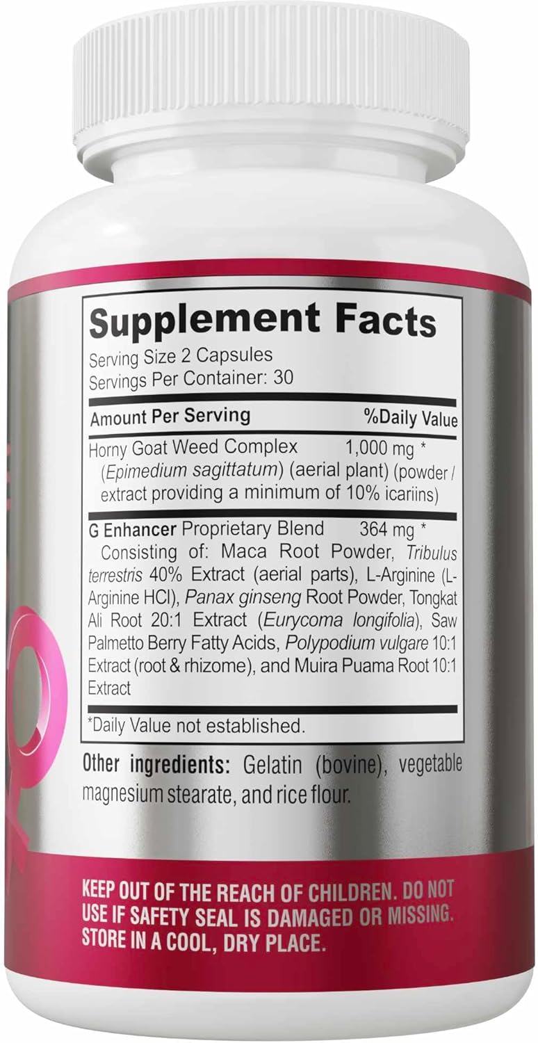 Advanced Female Libido Formula with Epimedium, Maca, and Ginseng for Desire and Energy - Non-GMO Supplement with Horny Goat Weed and Tribulus - 60 Capsules