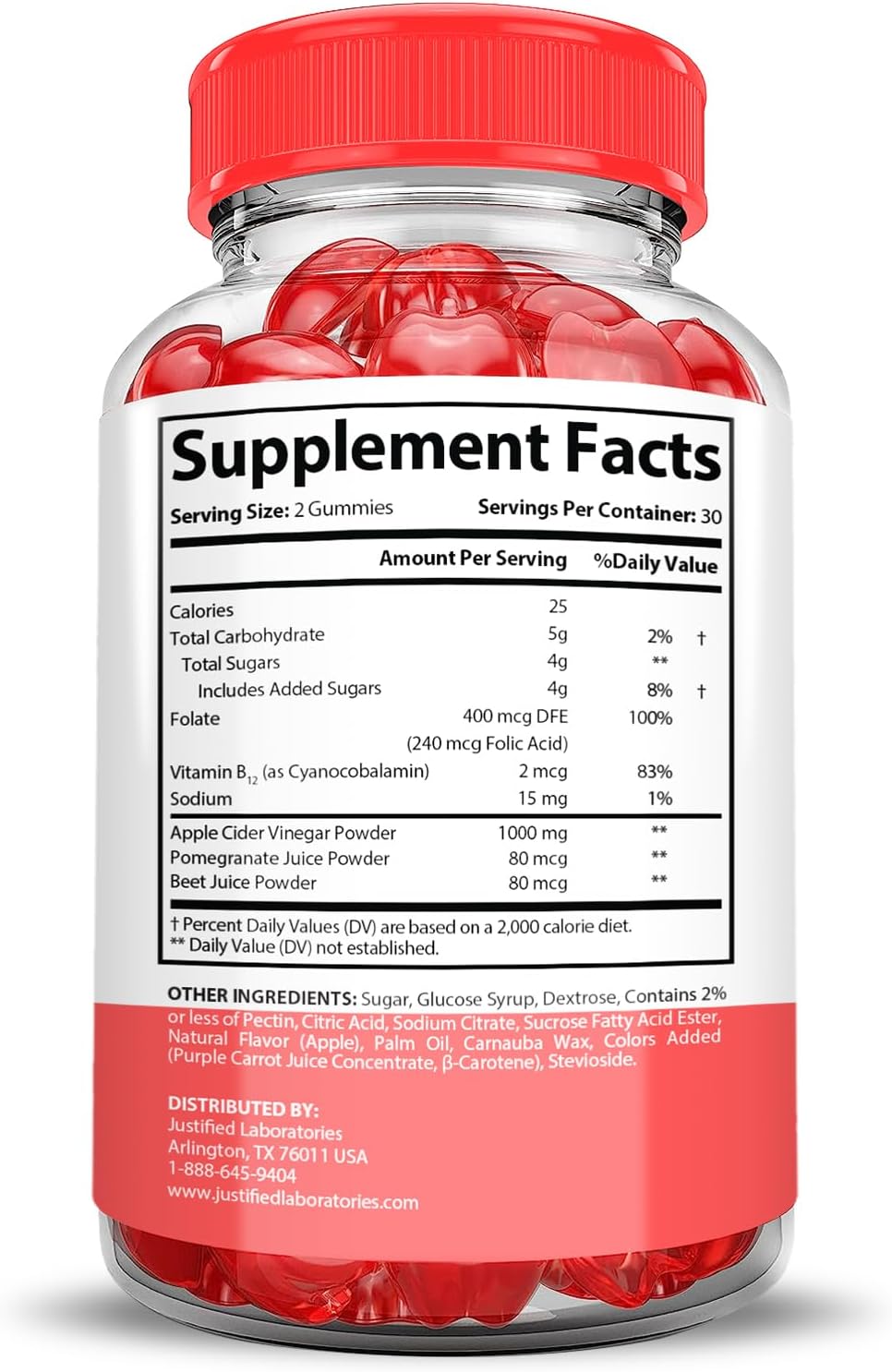 Advanced Formula Keto ACV Gummies with Pomegranate & Beet Juice Powder - 1000MG Vegan Non GMO Keto Bites - 60 Gummys