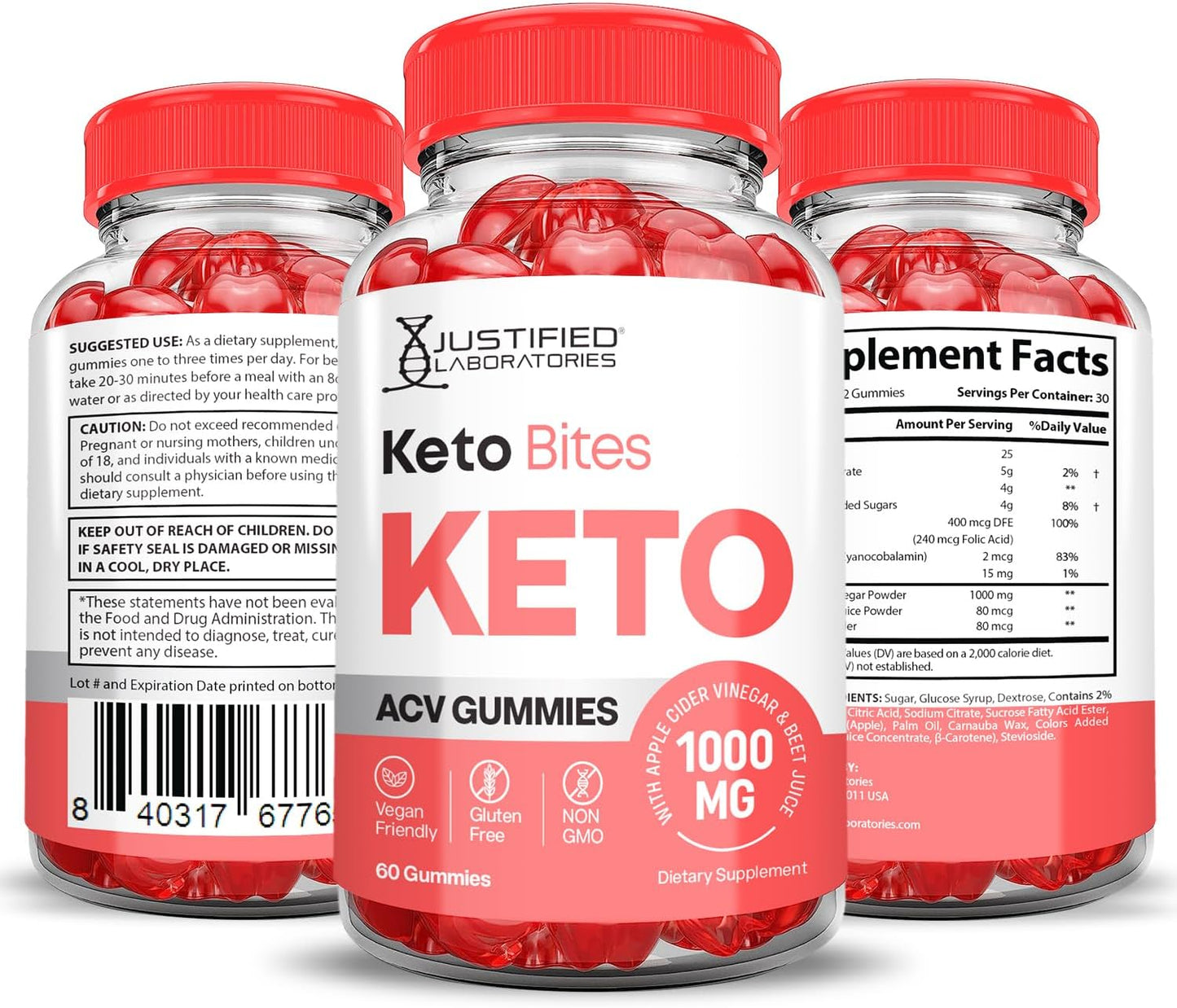 Advanced Formula Keto ACV Gummies with Pomegranate & Beet Juice Powder - 1000MG Vegan Non GMO Keto Bites - 60 Gummys