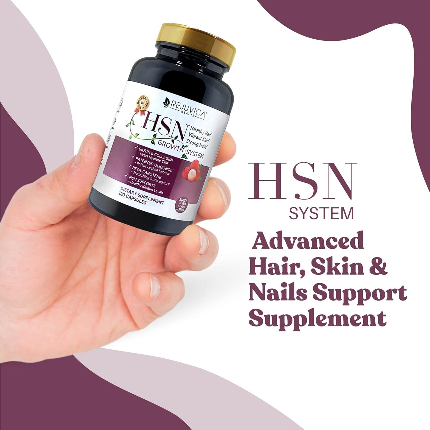 Advanced Hair, Skin, and Nails Vitamins - Supports Healthy Hair, Skin & Nails - Encapsulated Formula with Oligonol, Biotin, Collagen, MSM, Hyaluronic Acid & More