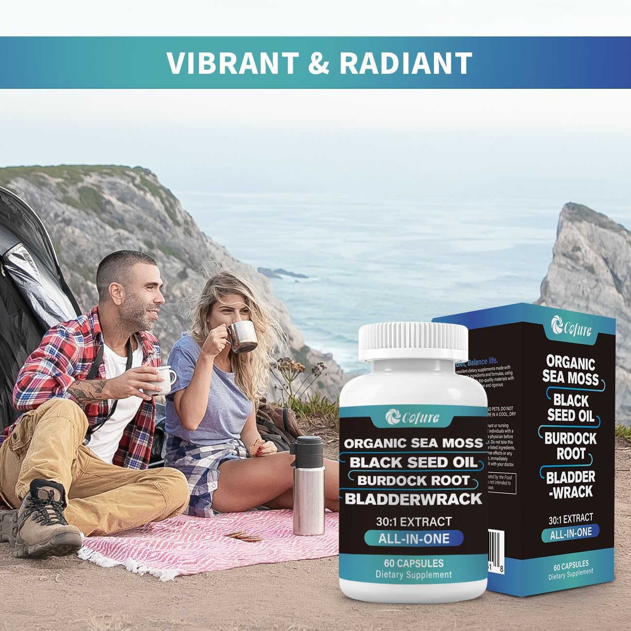 Advanced Irish Sea Moss Multi Minerals Supplement with Black Seed Oil, Burdock Root, and Bladderwrack for Energy, Immune Support, and Gut Health - Non-GMO and Gluten Free