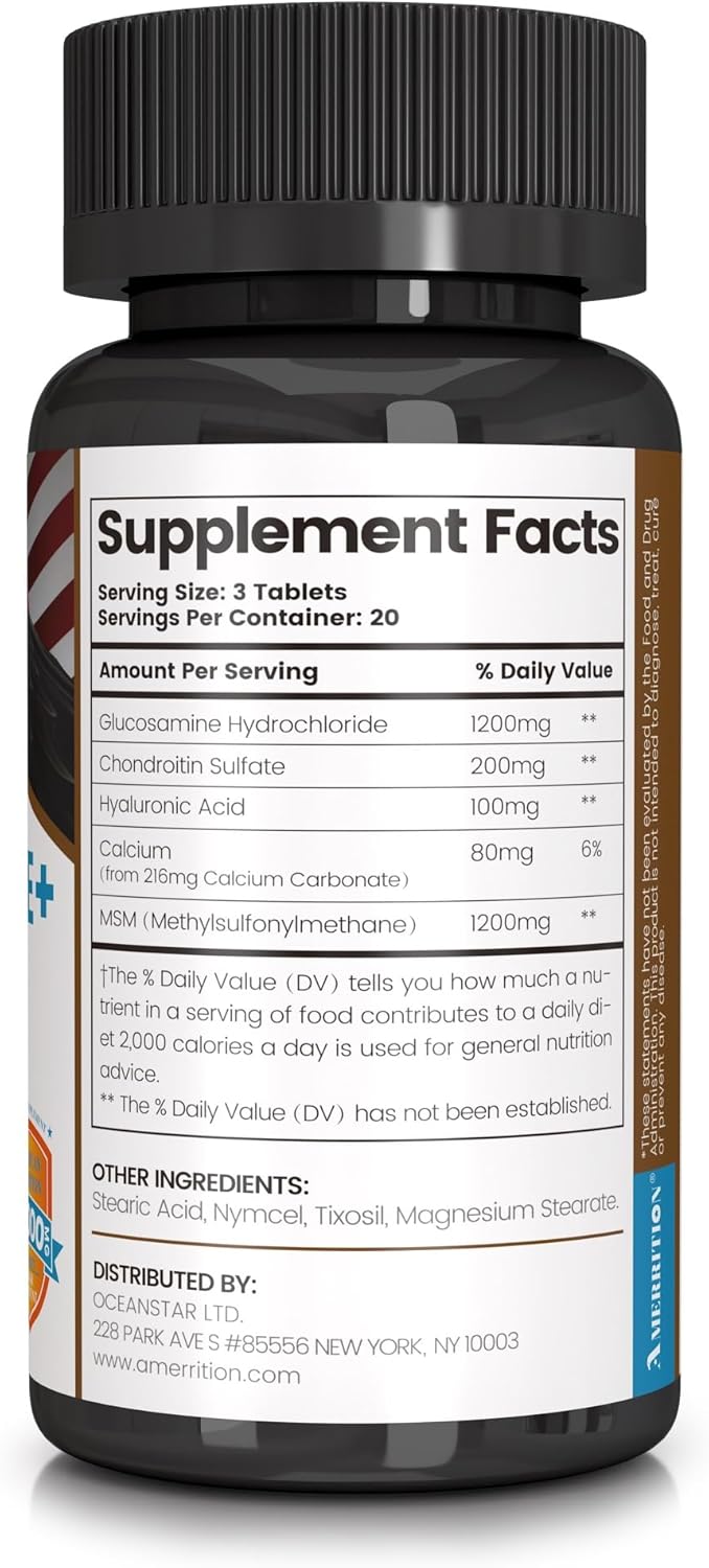 Advanced Joint Health Supplement with Glucosamine, Chondroitin, and MSM - 60 Tablets - Amerrition GUARMOVE